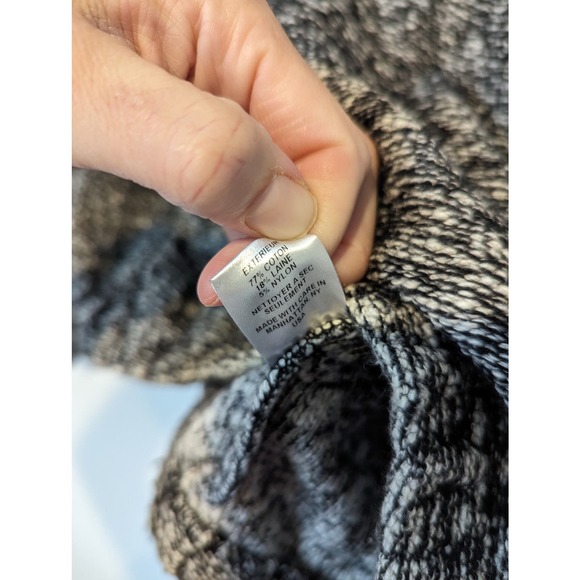 WHIT Chunky Knit Cropped Sweater Cinched Waist Tweed Black and White Monochrome - Picture 3 of 7